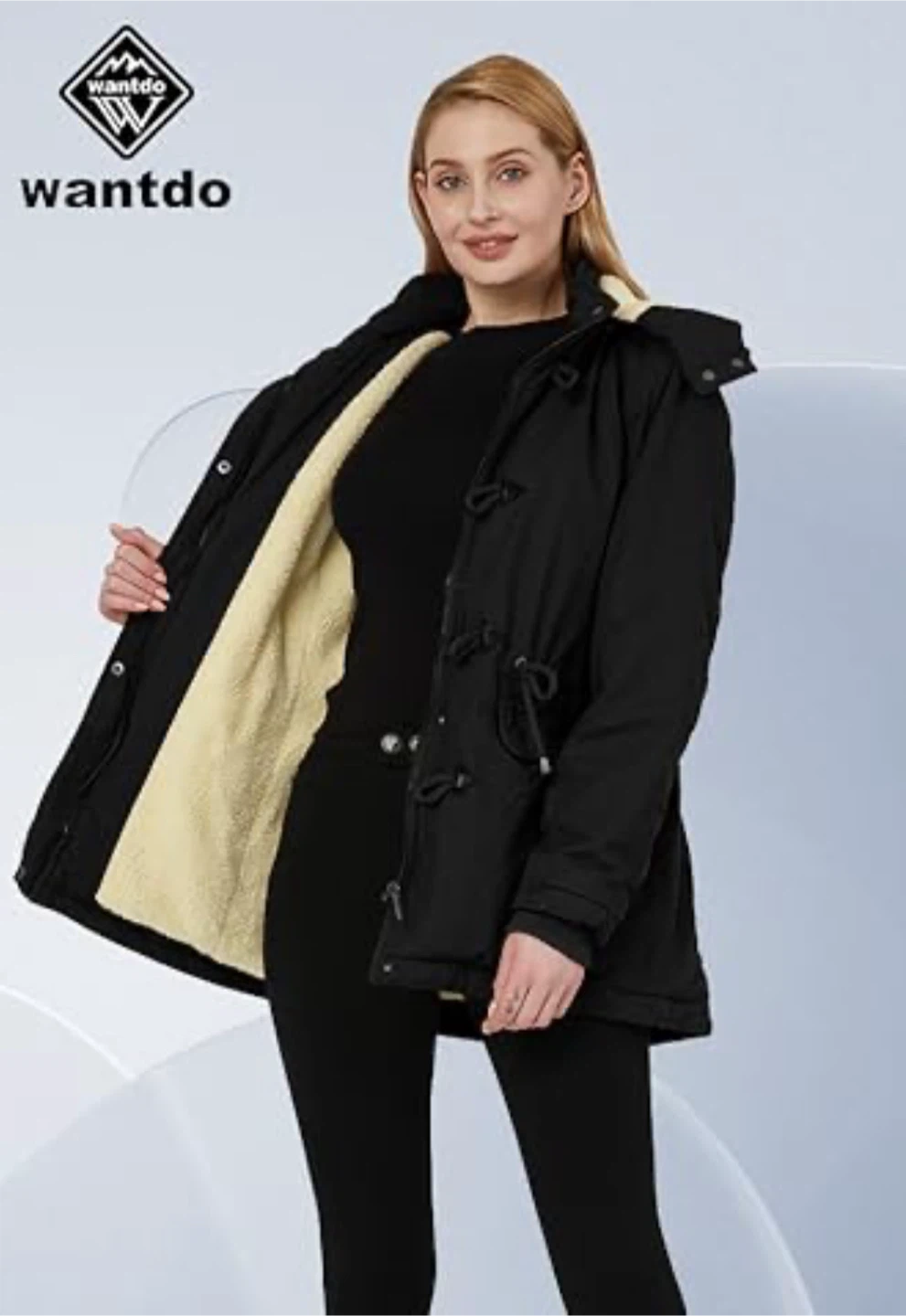 NEW! Wantdo Warm Sherpa Lined Hooded Cotton Jacket Winter Coat - photo 4