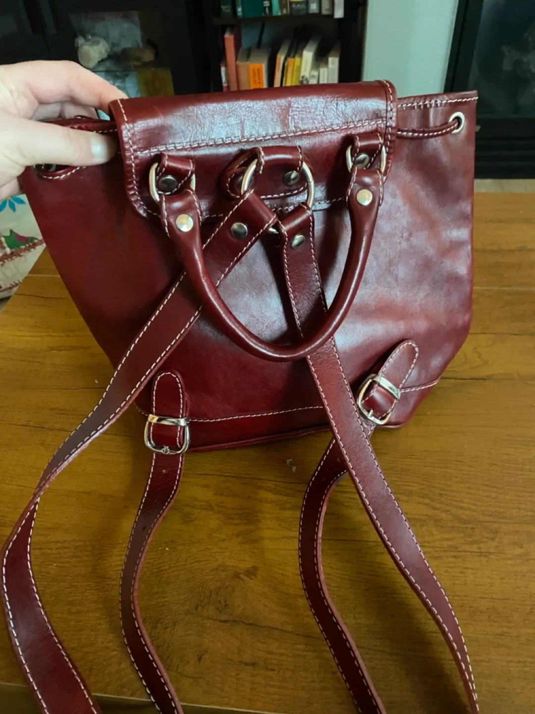 I Medici Firenze Red Leather Backpack image indicator(2)