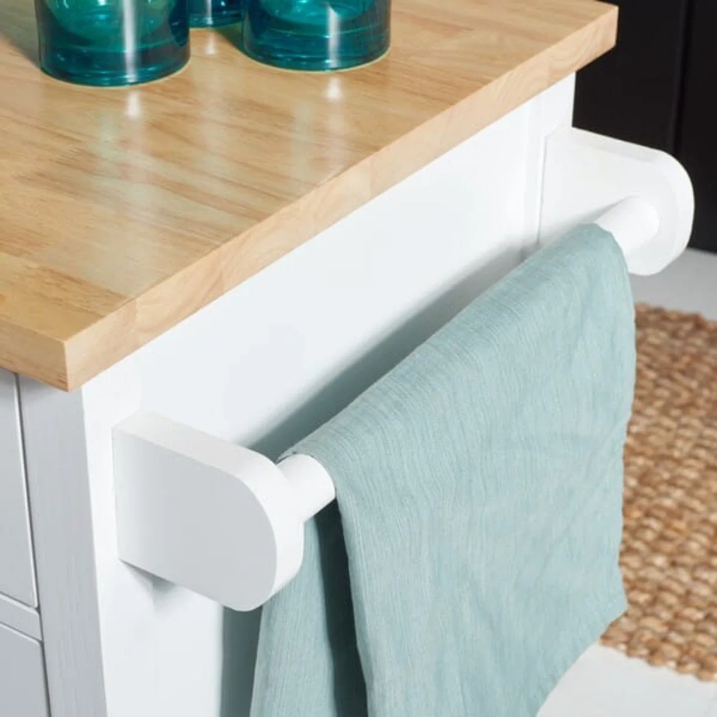 White Kitchen Island Cart with Butcher Block Top image indicator(3)