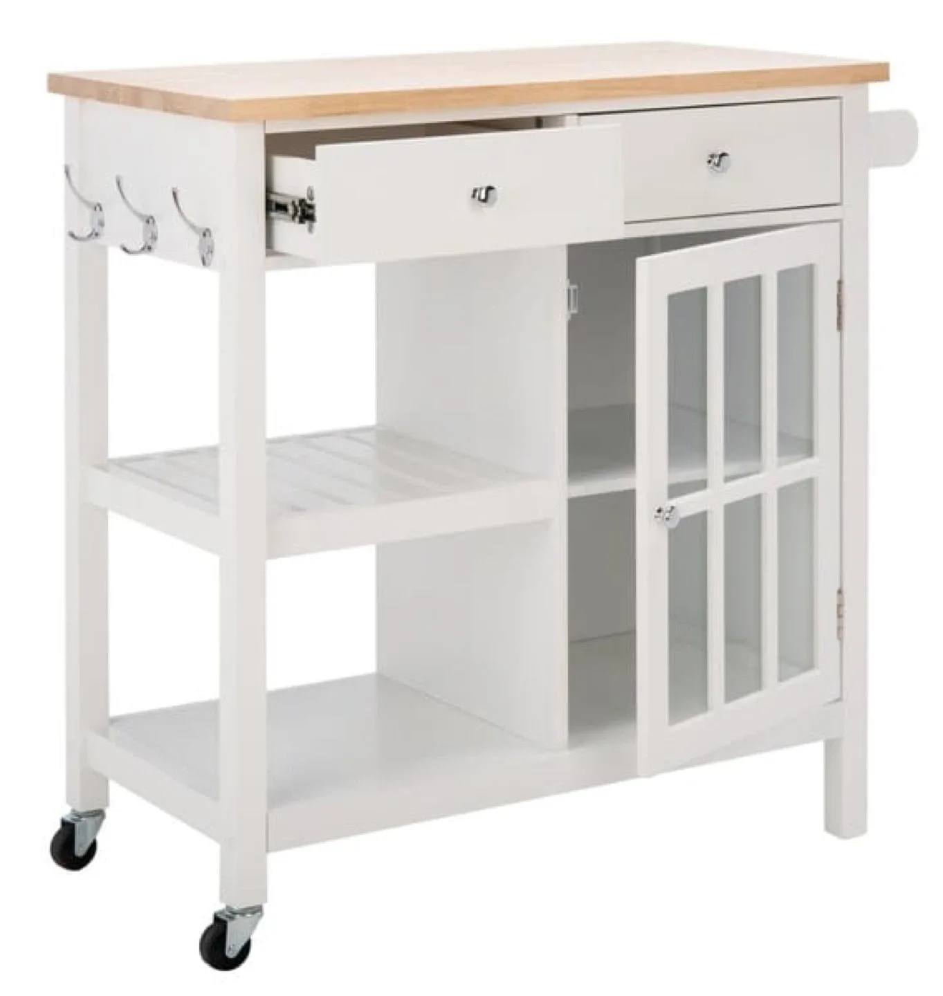 White Kitchen Island Cart with Butcher Block Top image indicator(4)