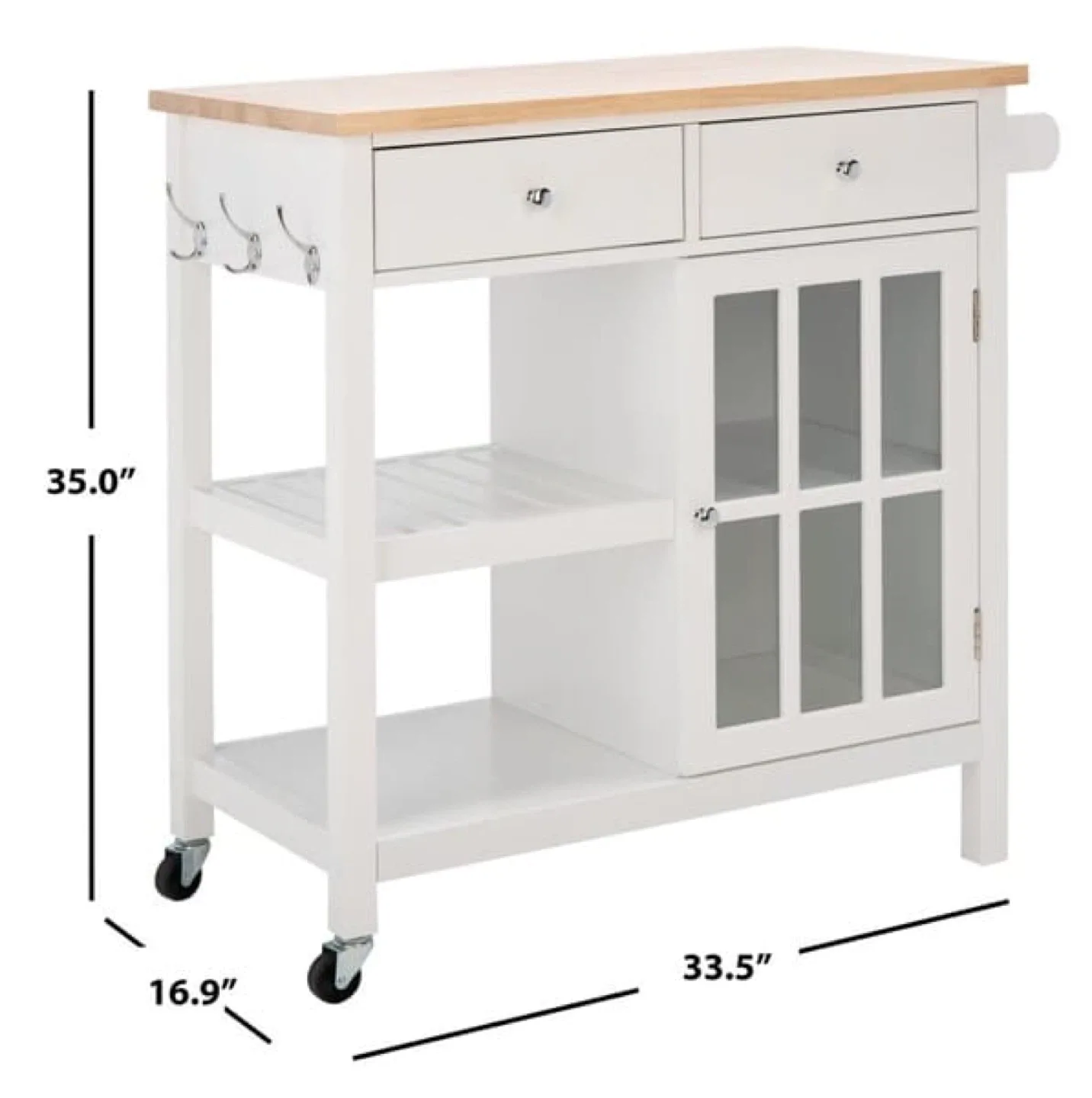 White Kitchen Island Cart with Butcher Block Top image indicator(2)