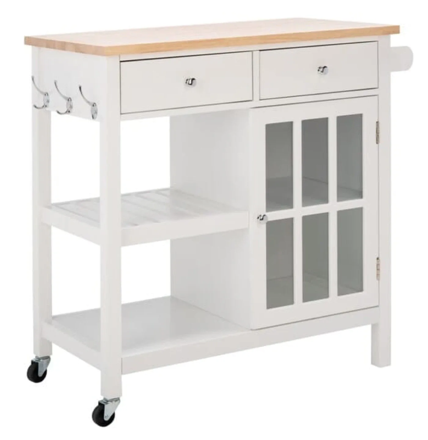 White Kitchen Island Cart with Butcher Block Top image indicator(8)