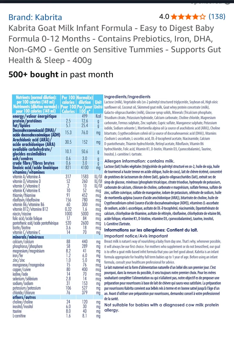 6 Kabrita Goat Milk Infant Formula (0-12 Months) image indicator(3)