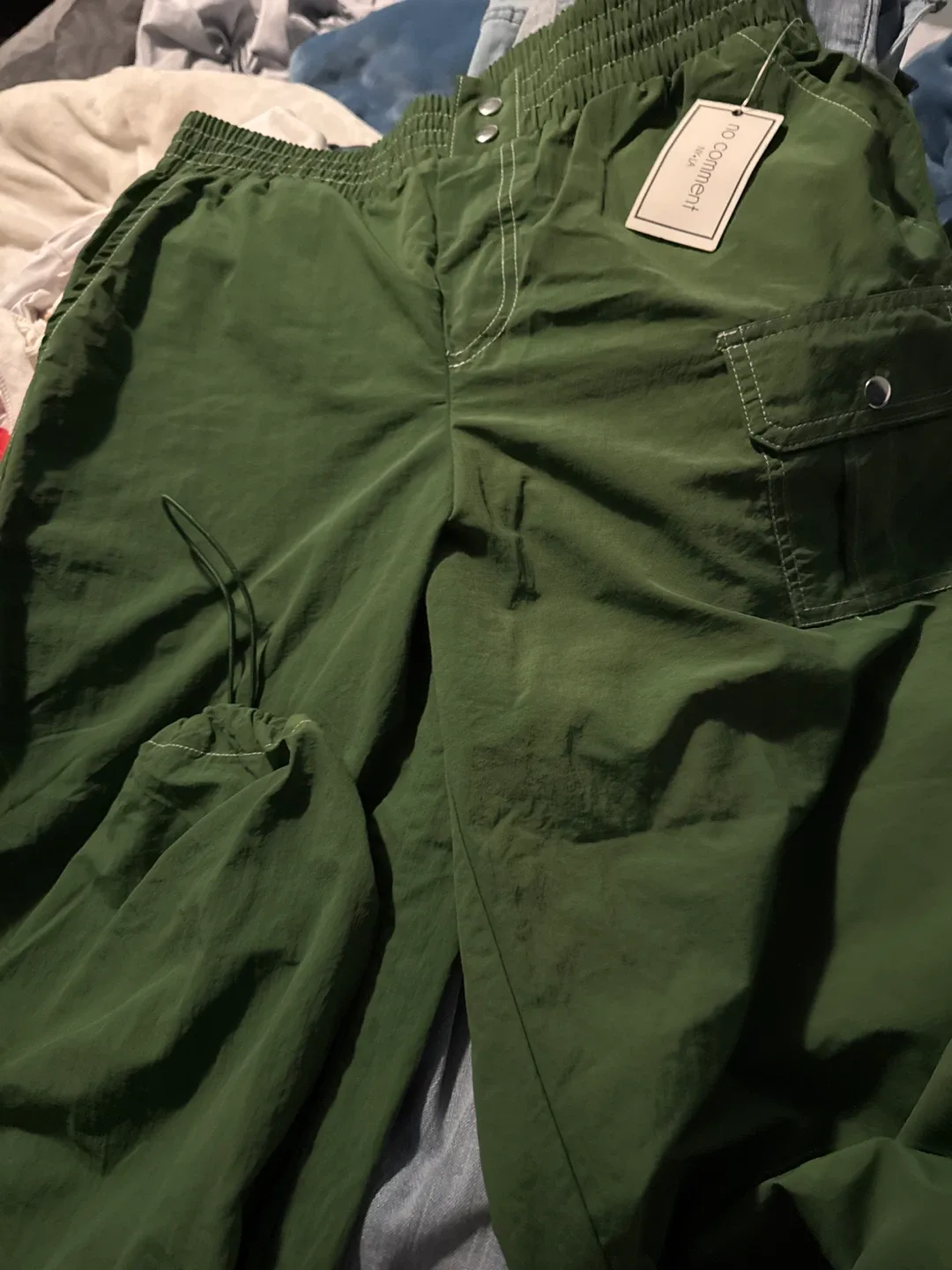 Paris Olive Green Parachute Pants thumbnail