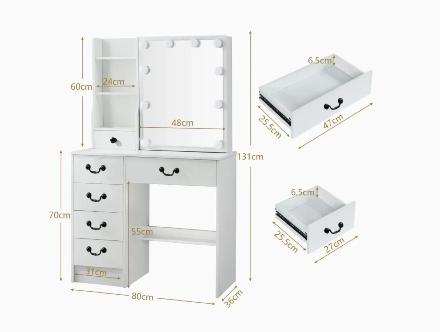 Table de maquillage avec miroir lumineux – Neuf – 180 $ image indicator(2)