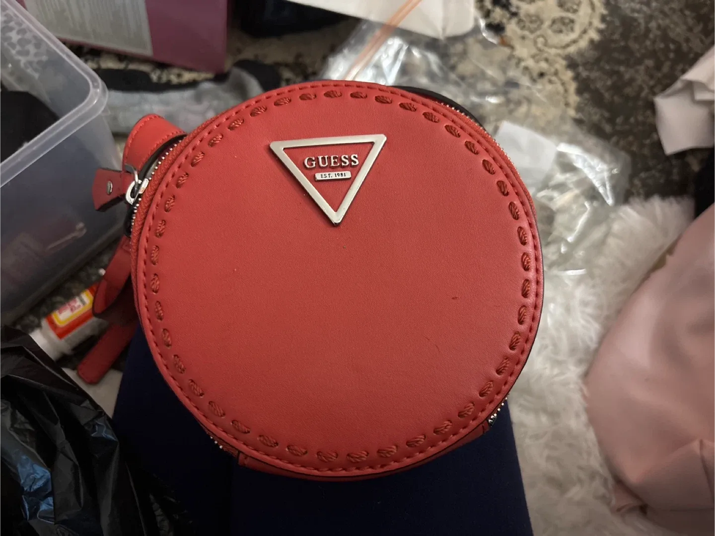 Guess Red Round Crossbody Bag
