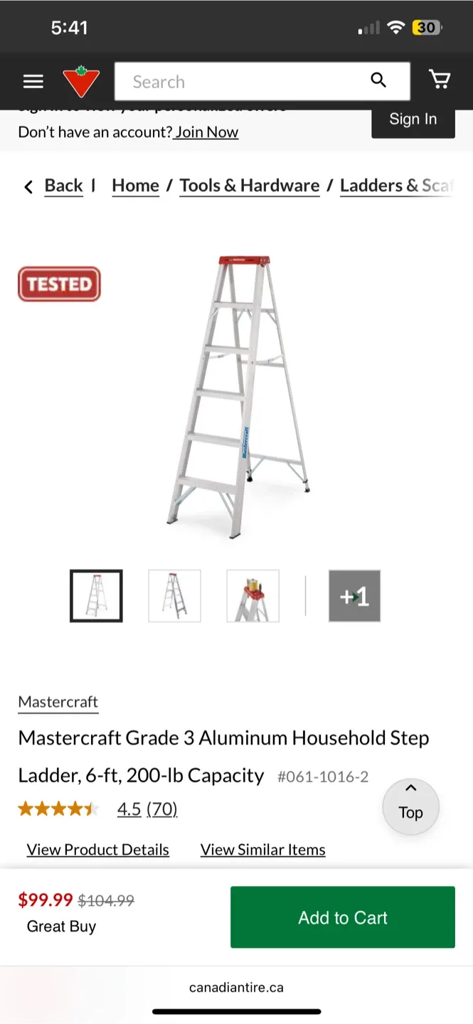 Mastercraft 6' Aluminum Stepladder image indicator(8)