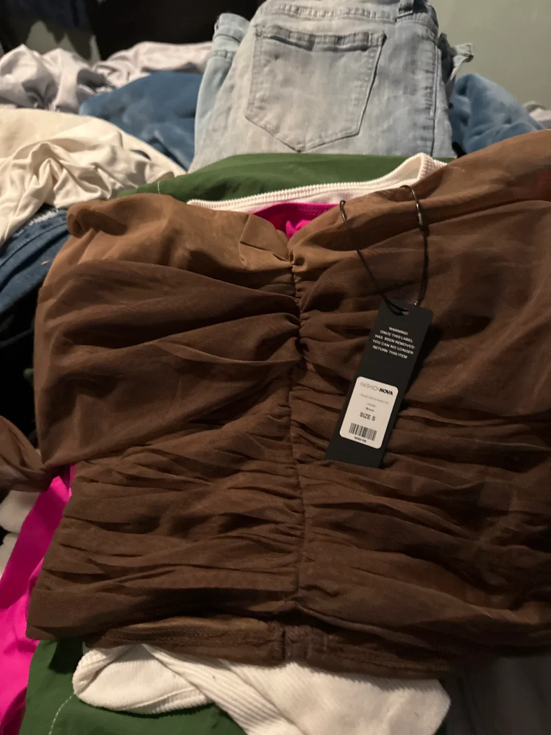 Fashion Nova Brown Top - Size S thumbnail