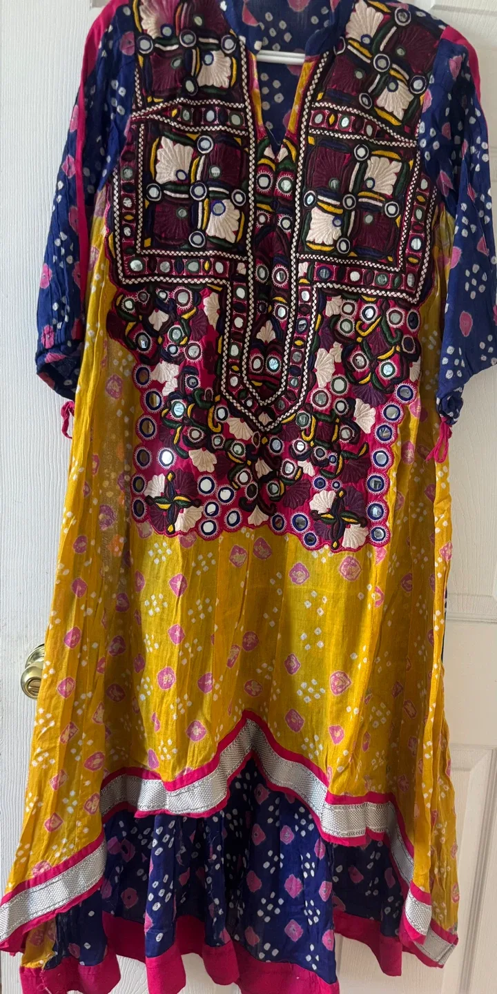 3pcs beautiful ethnic mirror handcrafted neck Salwar Kameez Suit image indicator(4)