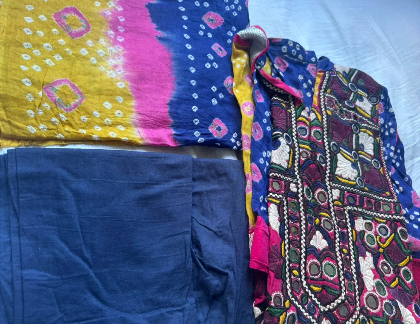 3pcs beautiful ethnic mirror handcrafted neck Salwar Kameez Suit image indicator(2)