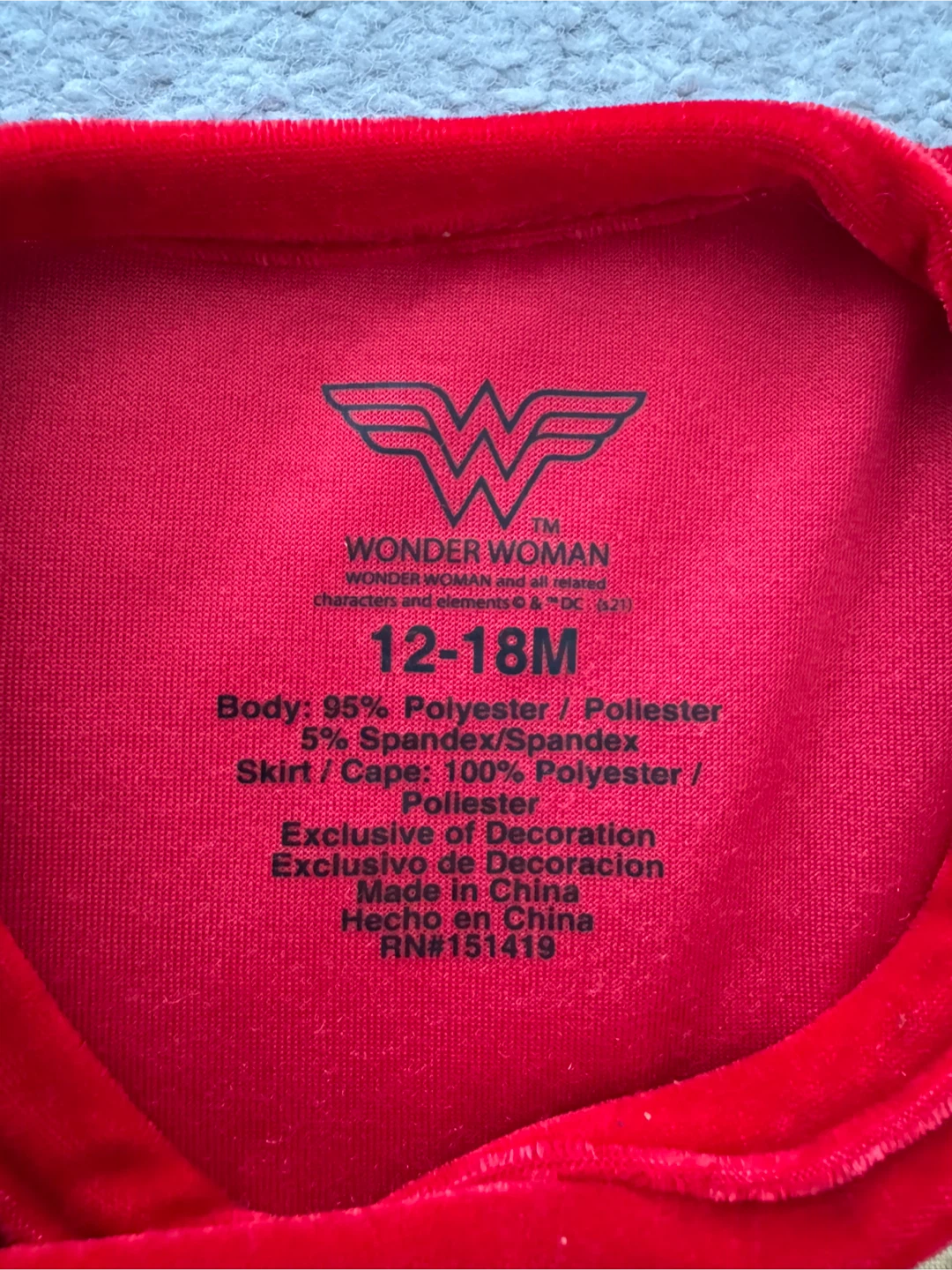 Wonder Woman Costume - Size 12-18M - photo 4