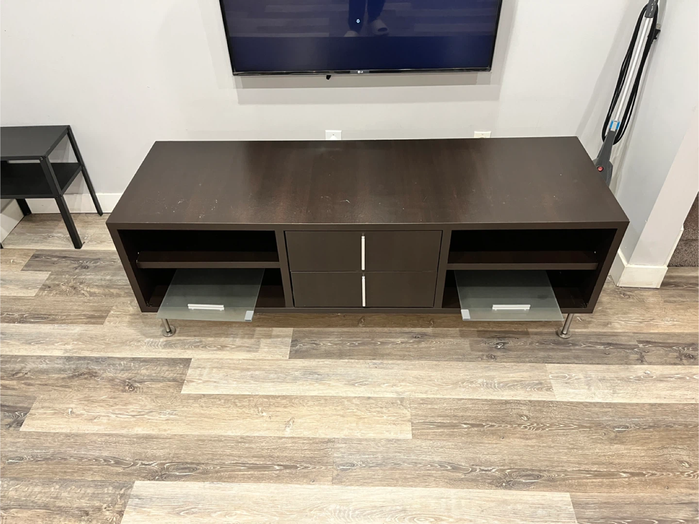 Brown TV Stand with Glass Shelves - photo 4