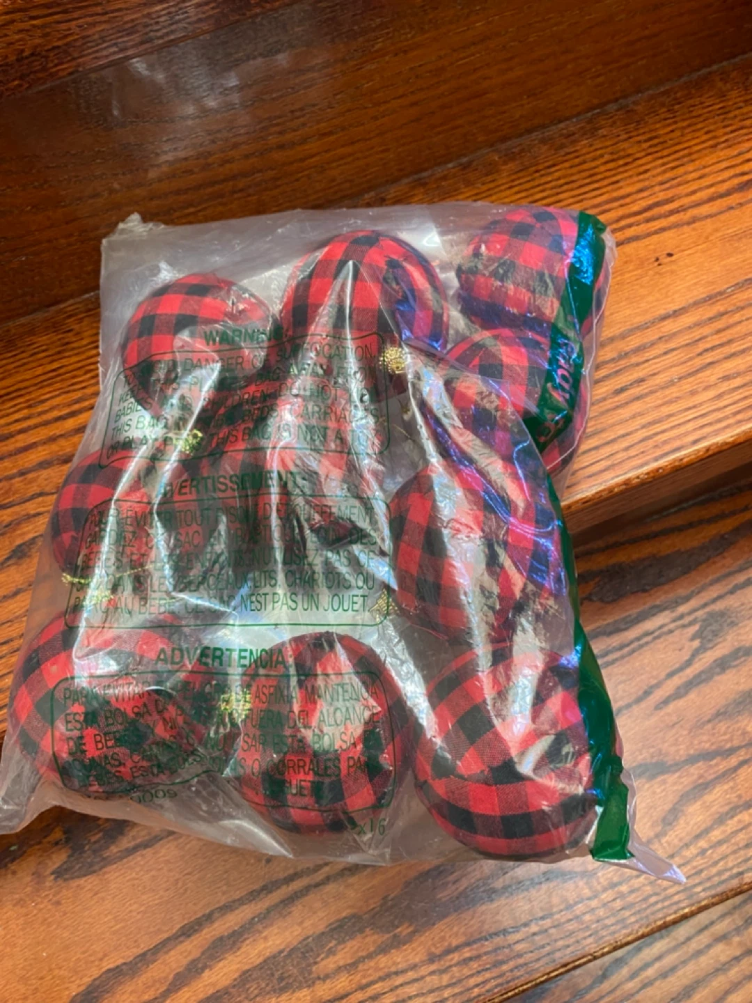 Red & Black Plaid Christmas Ornaments