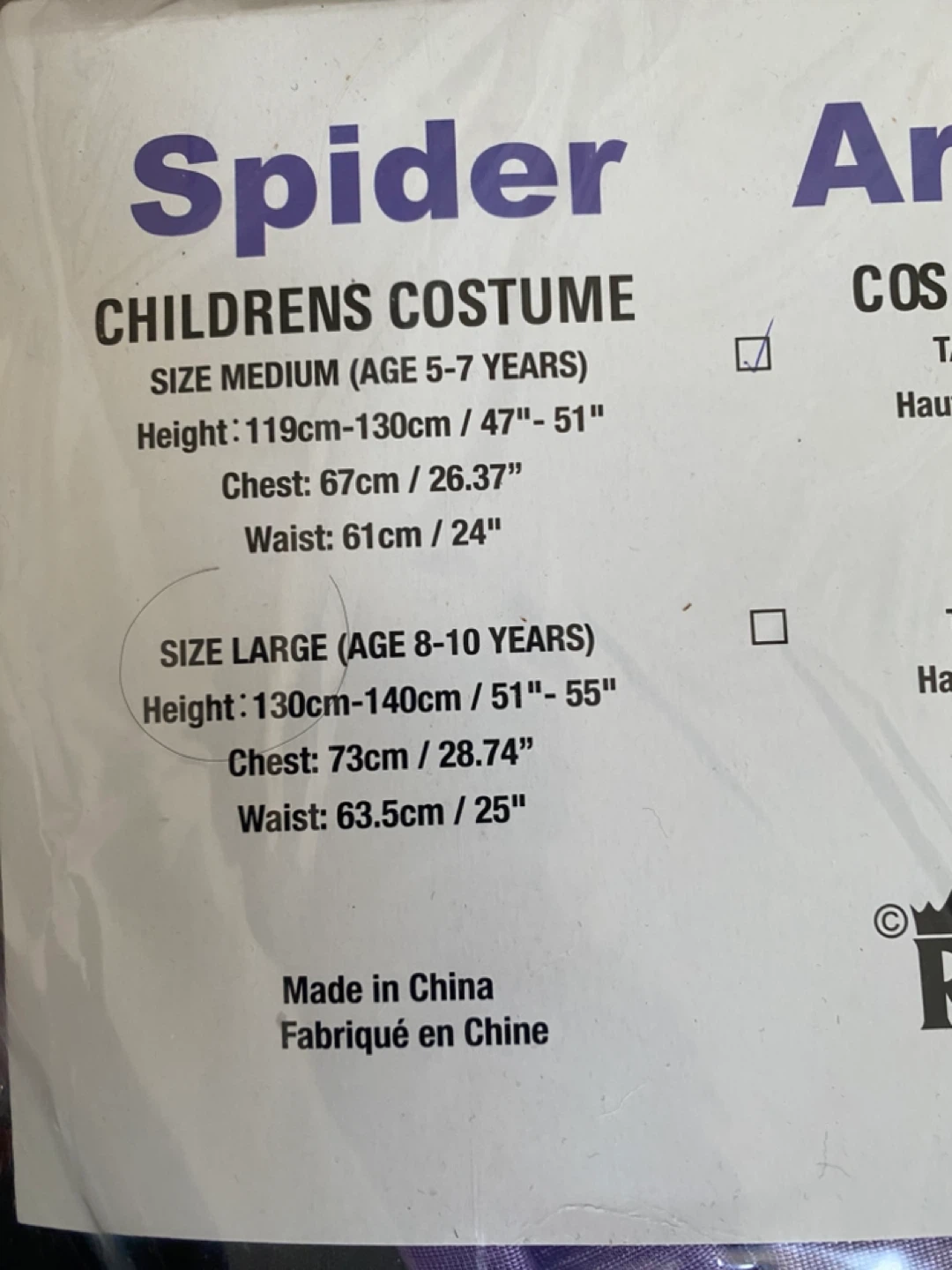 Spider Araignée Costume (Size Large, 8-10 Years) - photo 3
