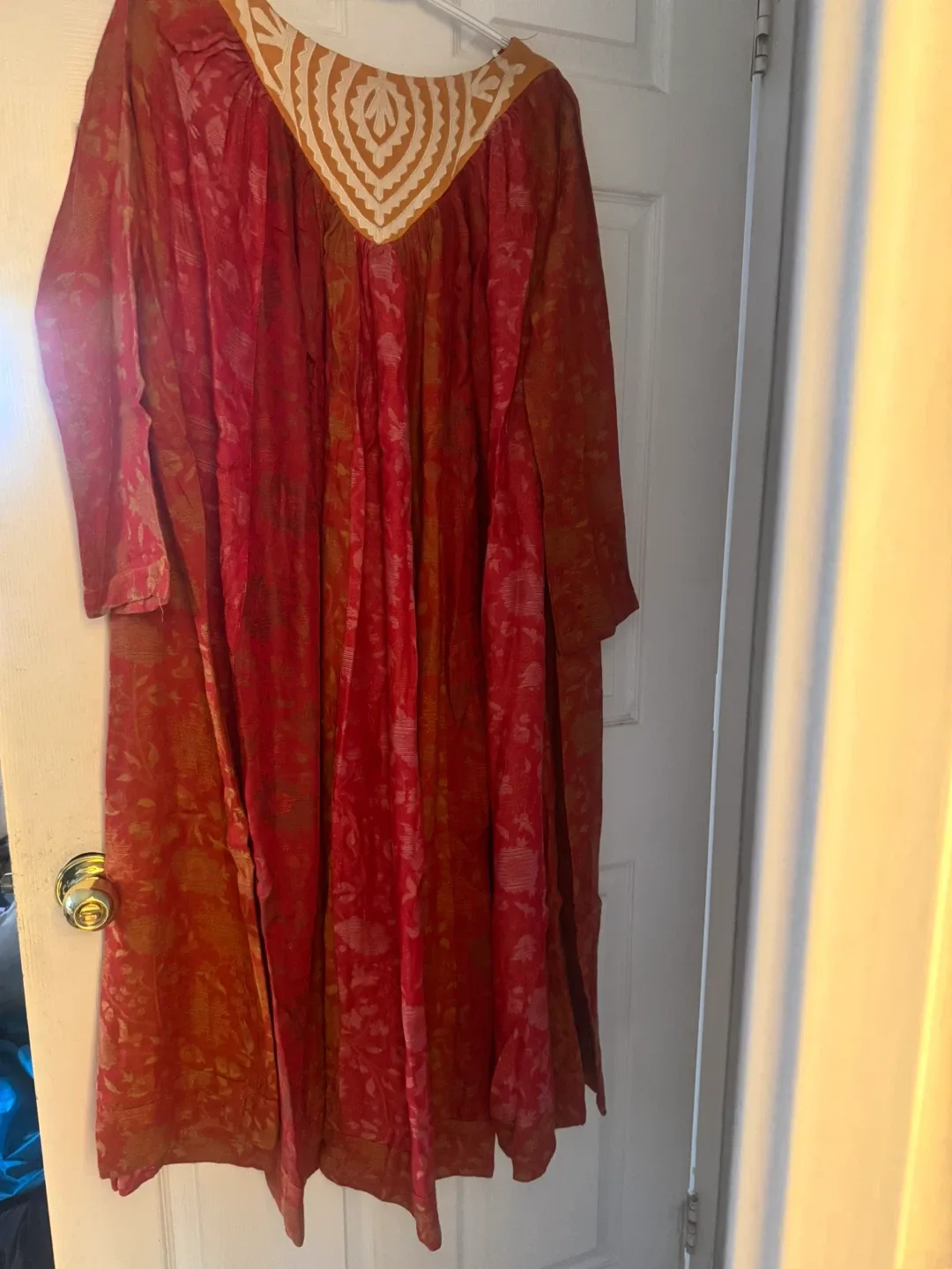 Generation 3 pcs Red & Orange Patterned heavy linen Dress image indicator(5)