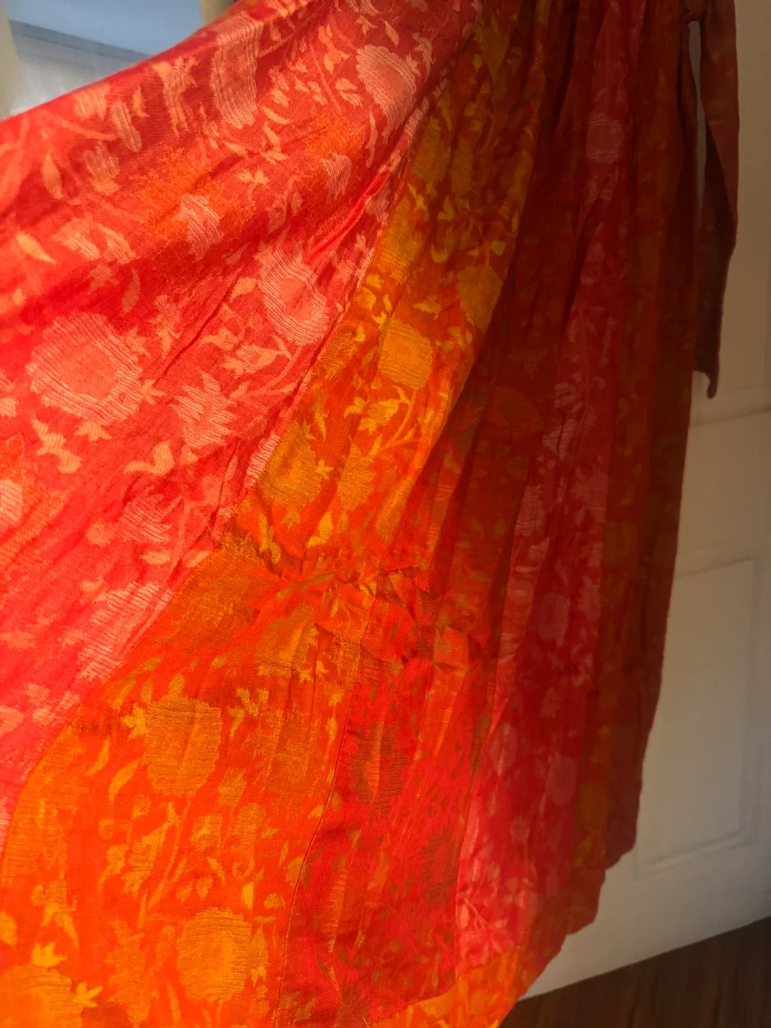 Generation 3 pcs Red & Orange Patterned heavy linen Dress image indicator(6)