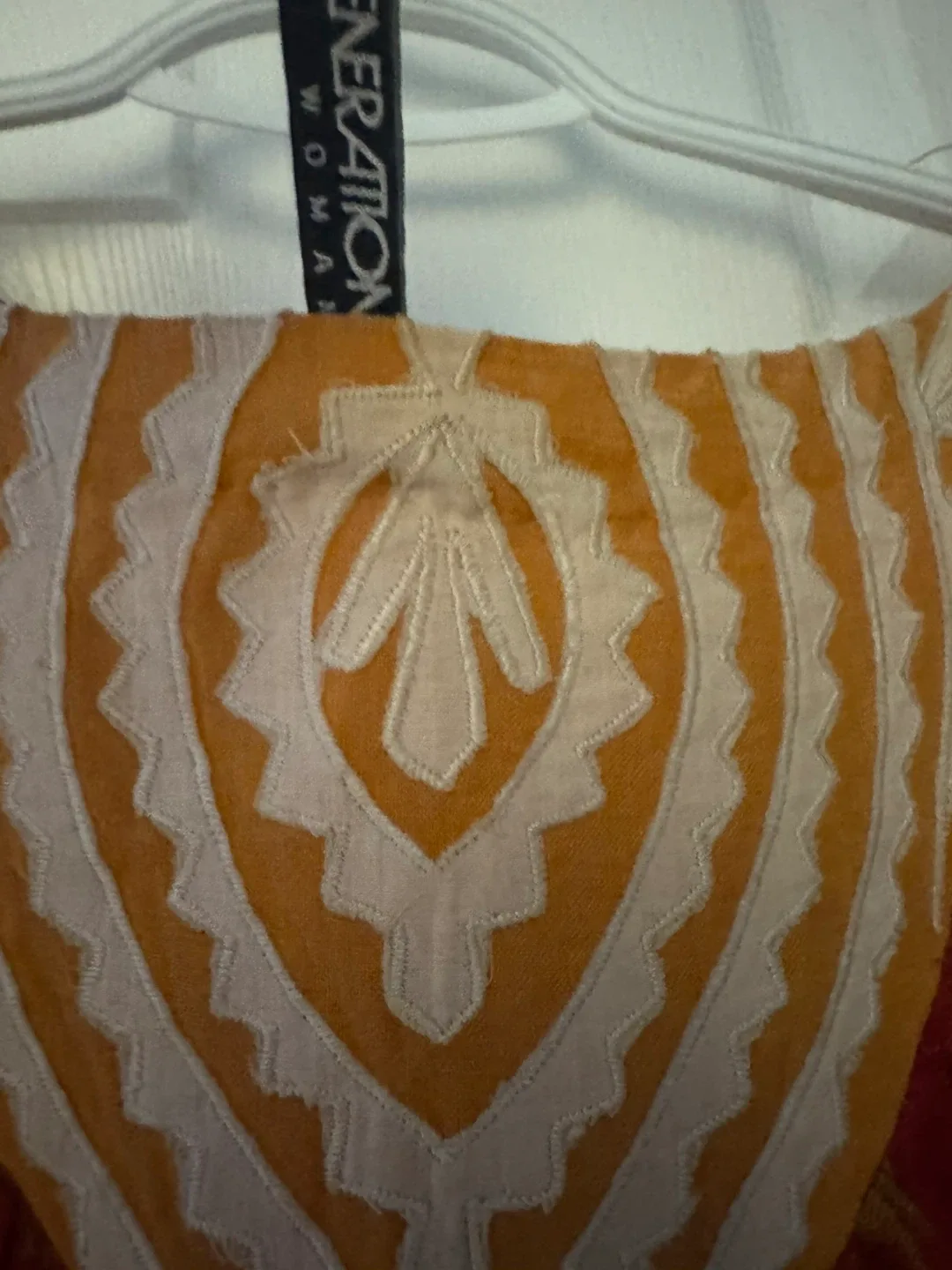 Generation 3 pcs Red & Orange Patterned heavy linen Dress image indicator(10)