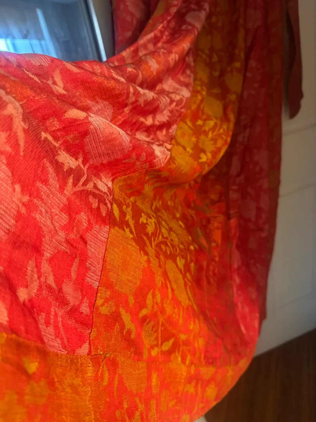 Generation 3 pcs Red & Orange Patterned heavy linen Dress image indicator(9)