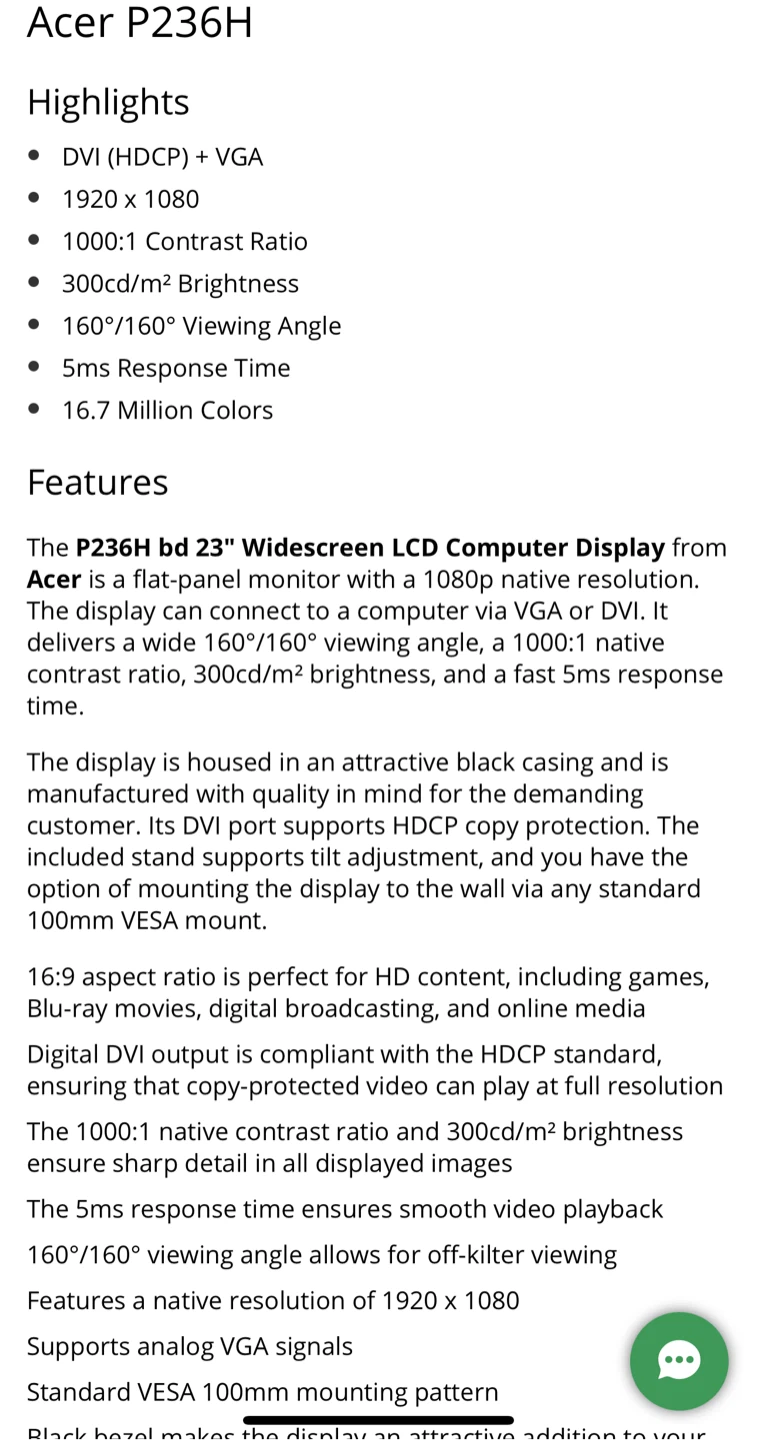 Acer P236H 23" Widescreen LCD Monitor - photo 5