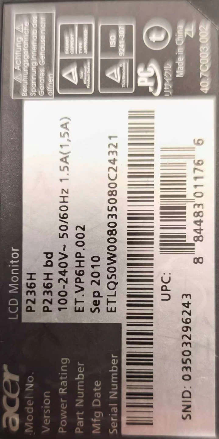 Acer P236H 23" Widescreen LCD Monitor - photo 2