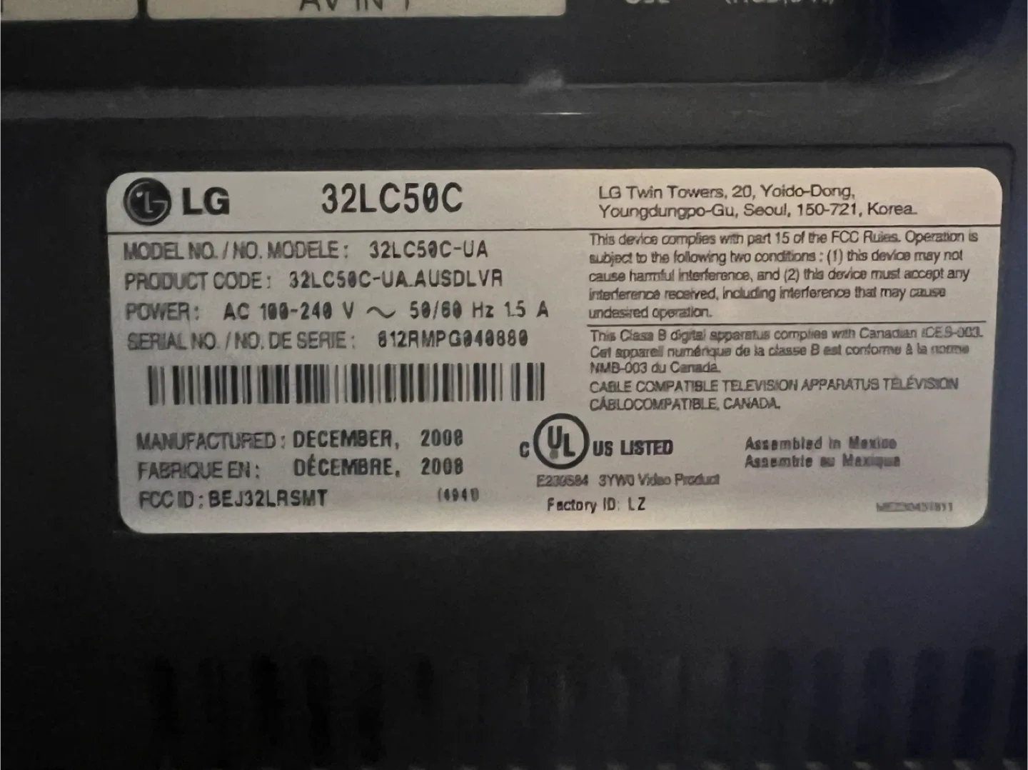 🥕LG 32LC50C 32-inch LCD TV image indicator(2)