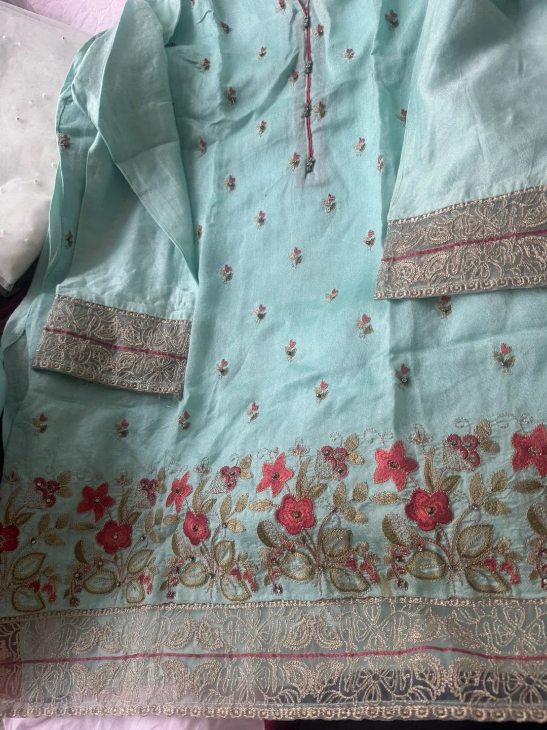 Embroidered Sadabahar Kurti - Light Blue image indicator(5)