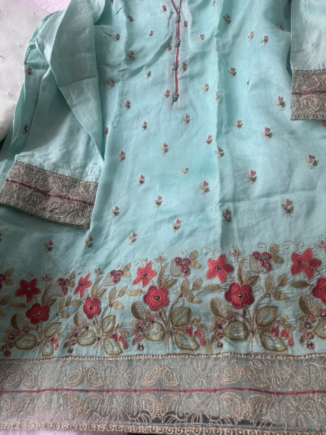 Embroidered Sadabahar Kurti - Light Blue image indicator(2)