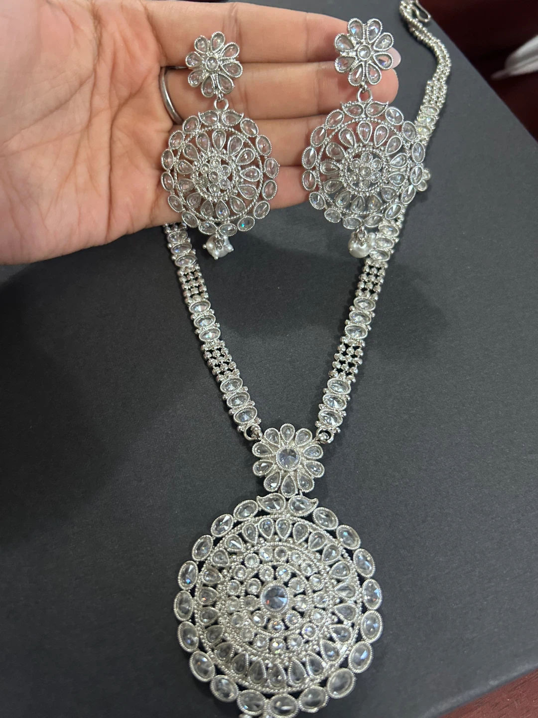 Silver Necklace and Earring Set