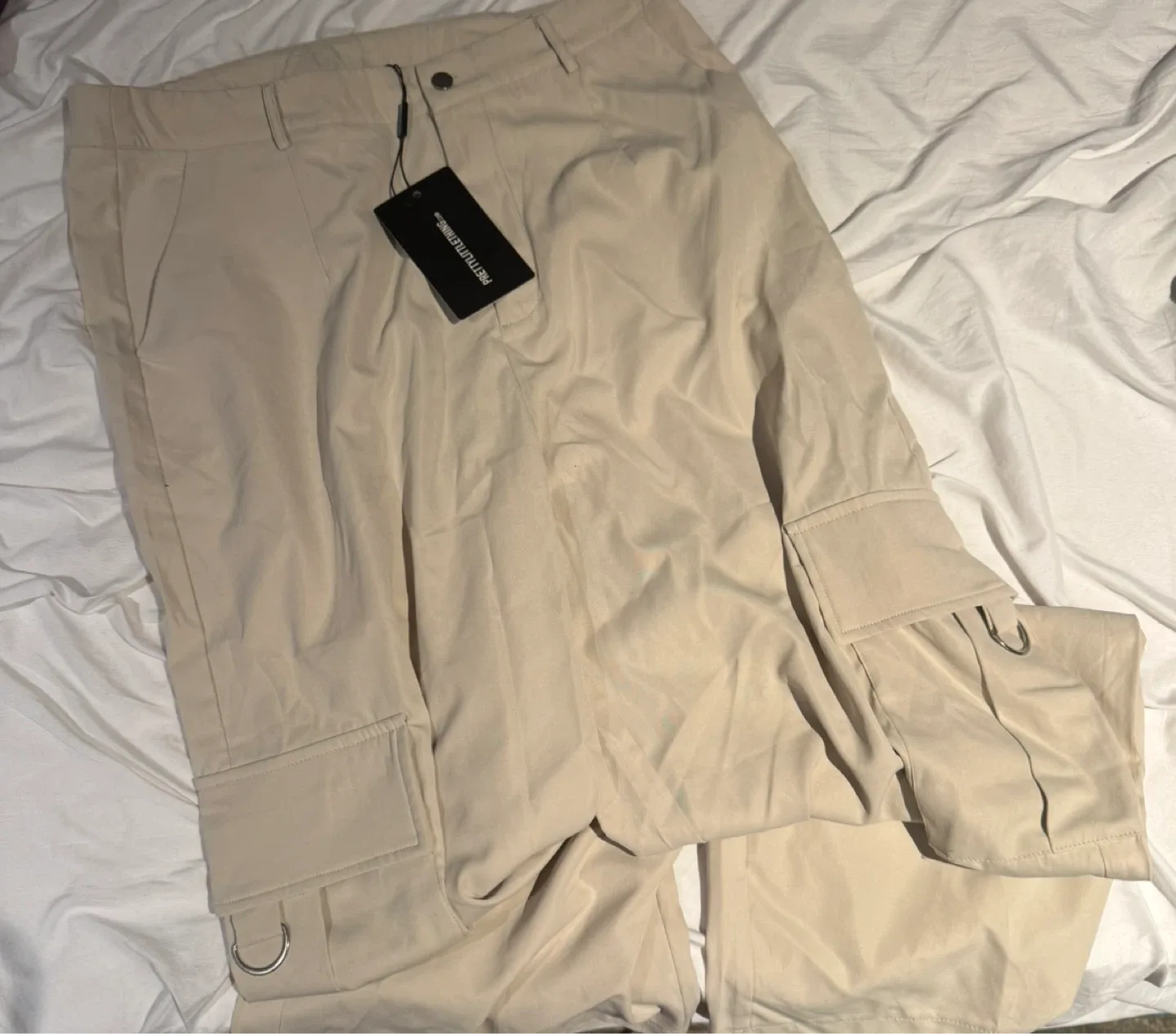 PrettyLittleThing Beige Cargo Pants