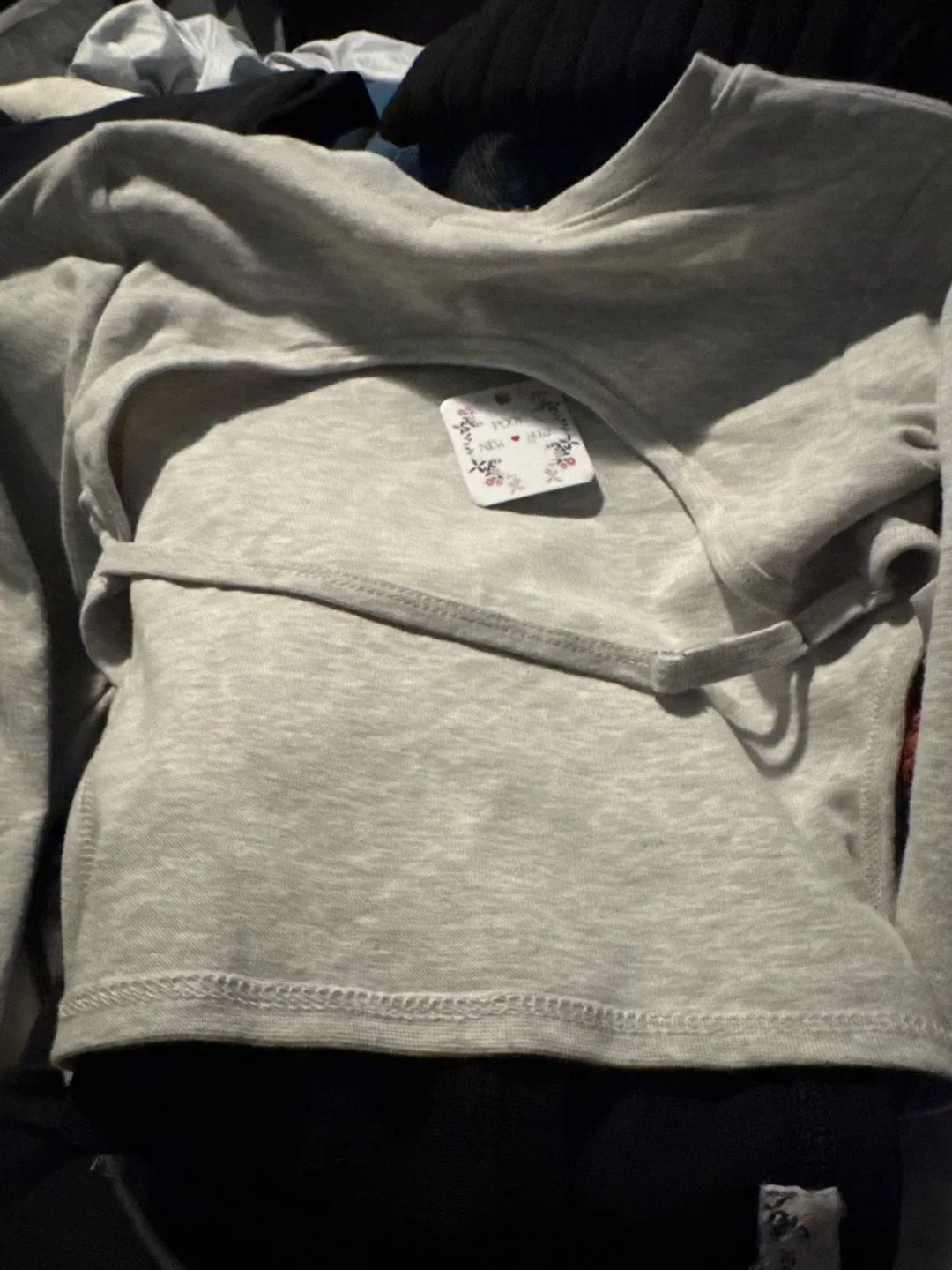 Gray Long Sleeve Top open Back thumbnail