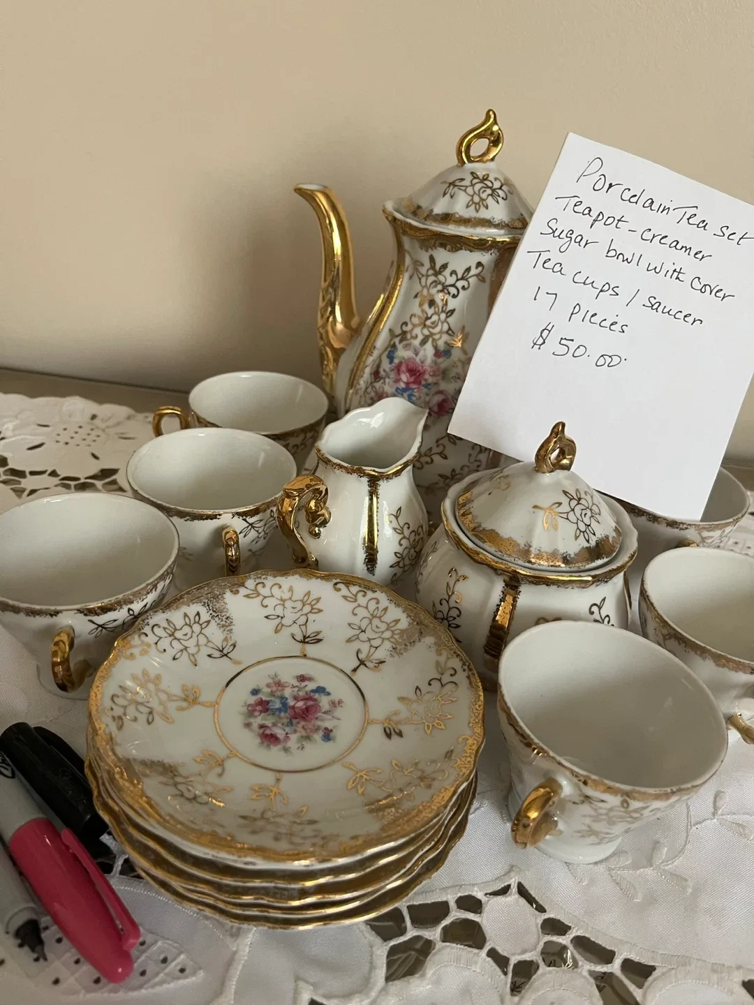 Porcelain Tea Set - 17 Pieces