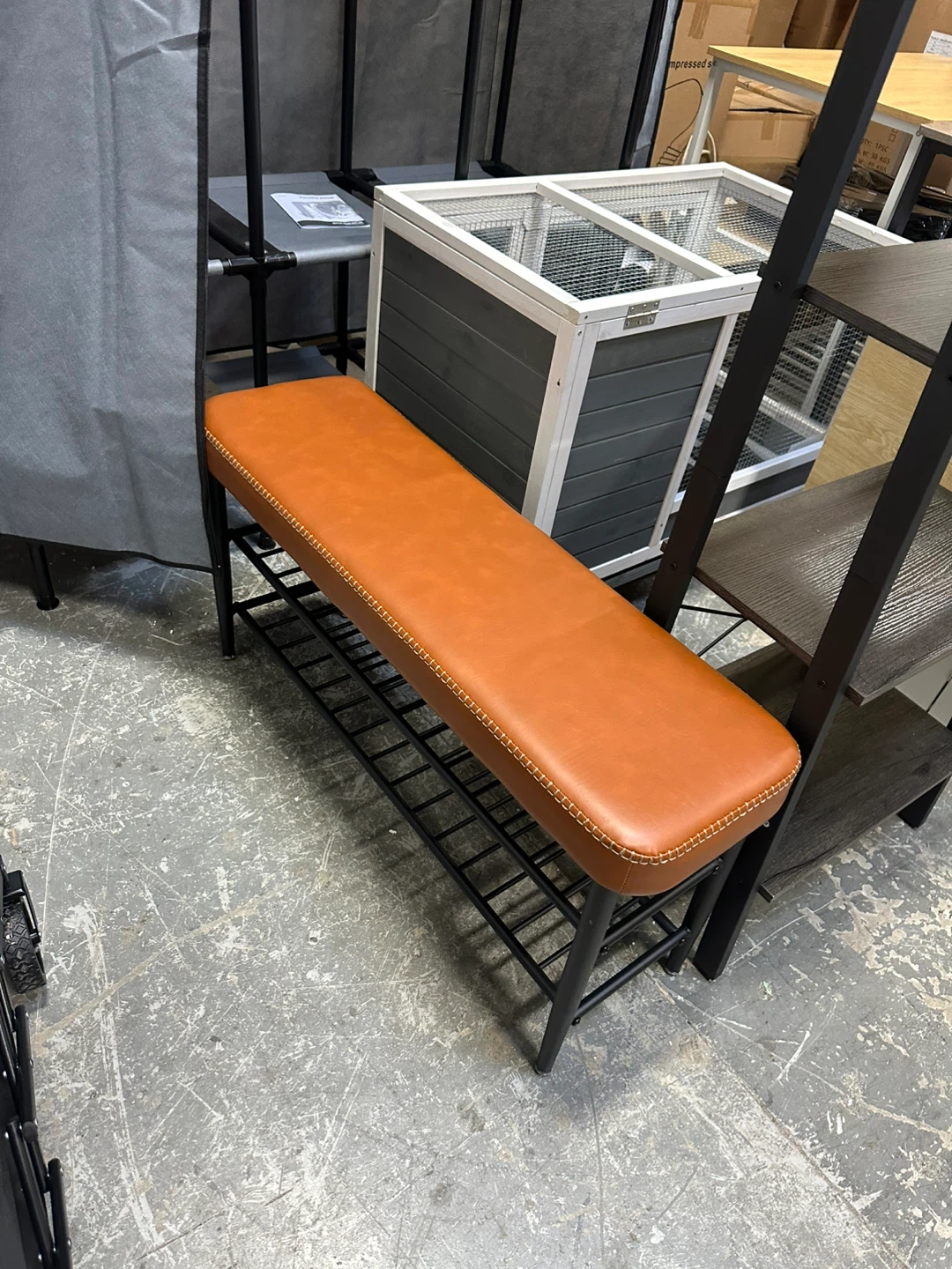 Orange Bench with Black Metal Frame
