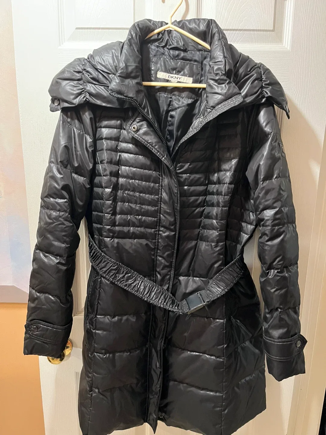 DKNY Black Puffer Coat thumbnail