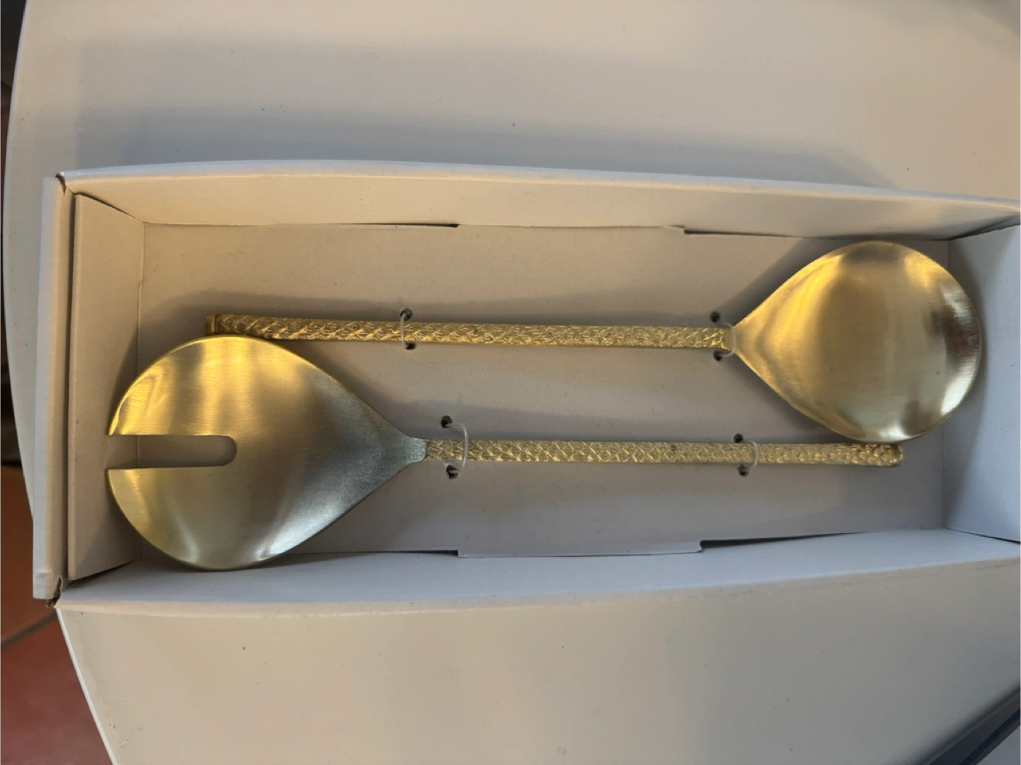 Champagne coloured Salad Spoon Set - New in Box
