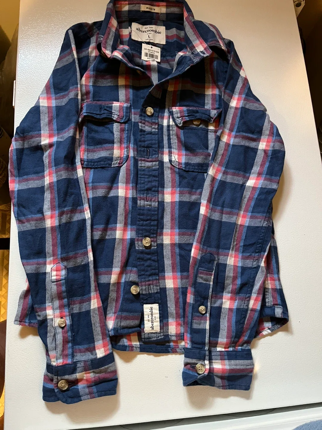 Abercrombie Kids Muscle Fit Plaid Shirt - L thumbnail