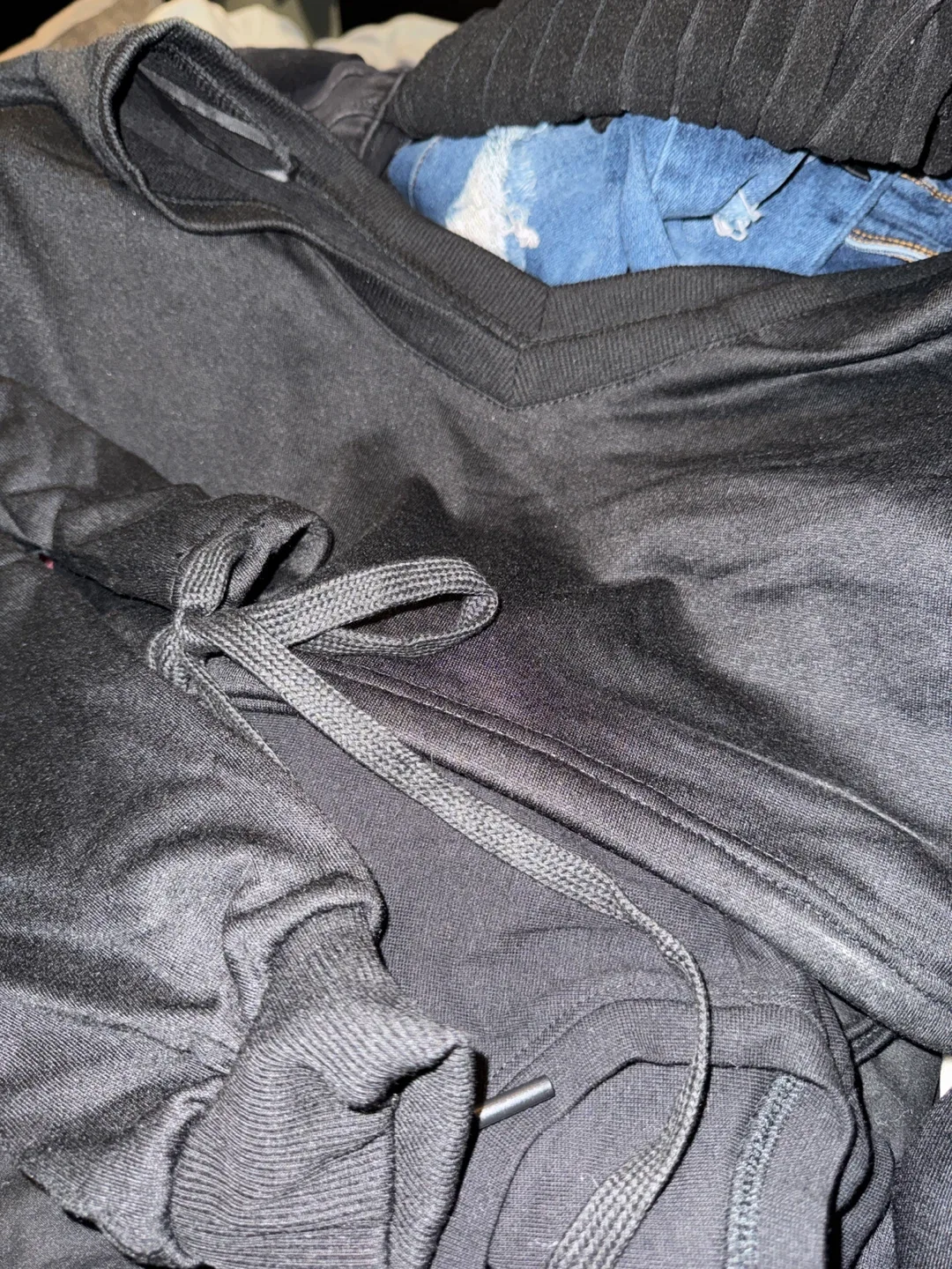 Black Hoodie over sized half off the shoulder hoodie thumbnail