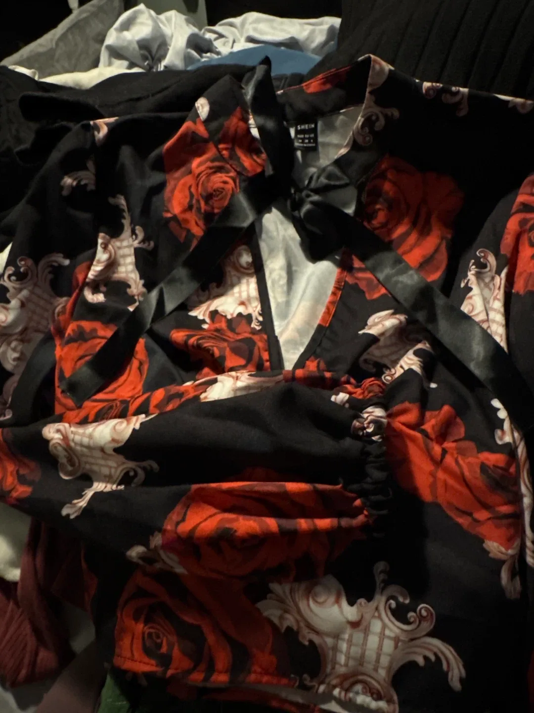 Shein Rose Print Top - Size M thumbnail