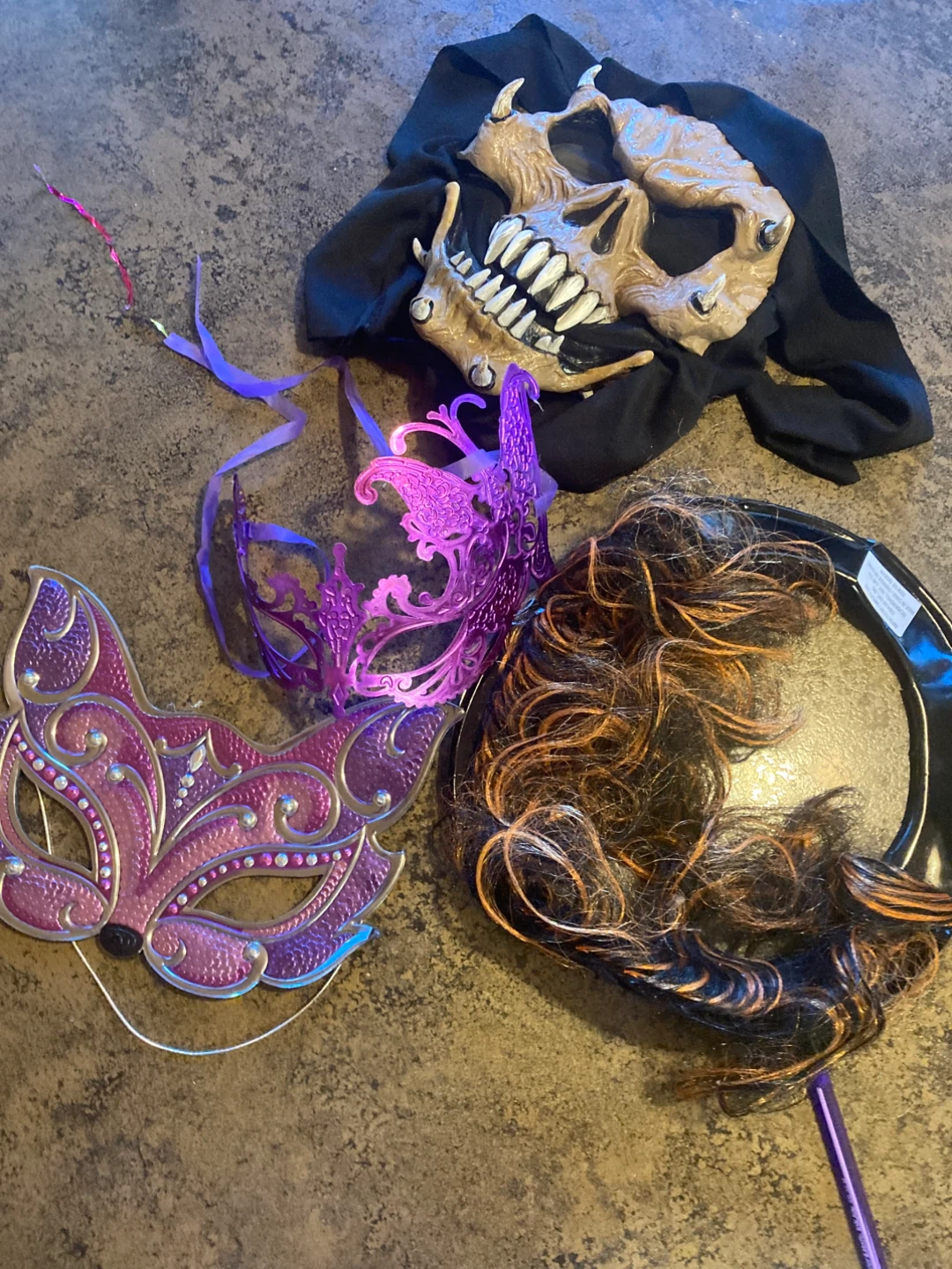 Assorted Costume Masks & Wig