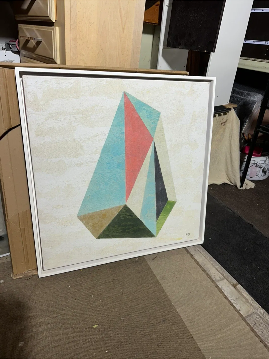 Geometric Abstract Framed Canvas Art 32x32