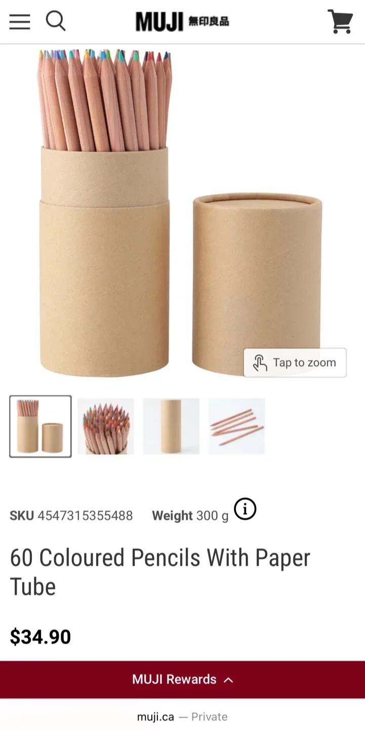 (Retail $40)Muji 60 Coloured Pencils With Paper Tube image indicator(6)