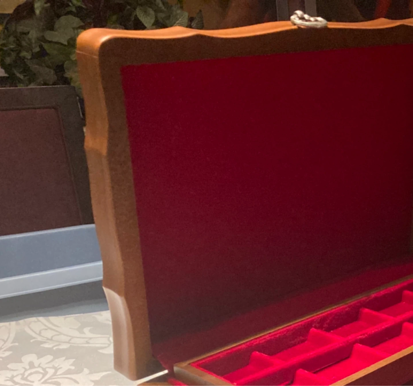 Wooden Jewelry Box with Red Velvet Interior - photo 2