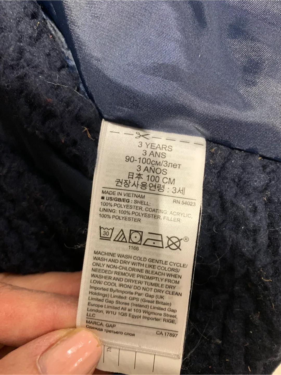 Baby Gap 3 Years Navy Blue Vest and Jacket image indicator(3)