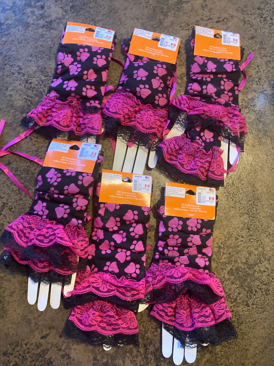 Claire's Paw Print Lace Cuff Gloves - photo 2