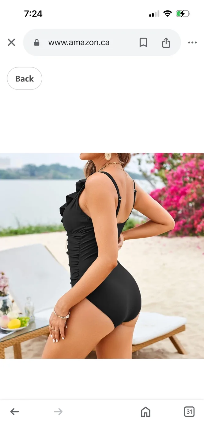 Black Ruffle One Piece Swimsuit - Size 12 image indicator(5)