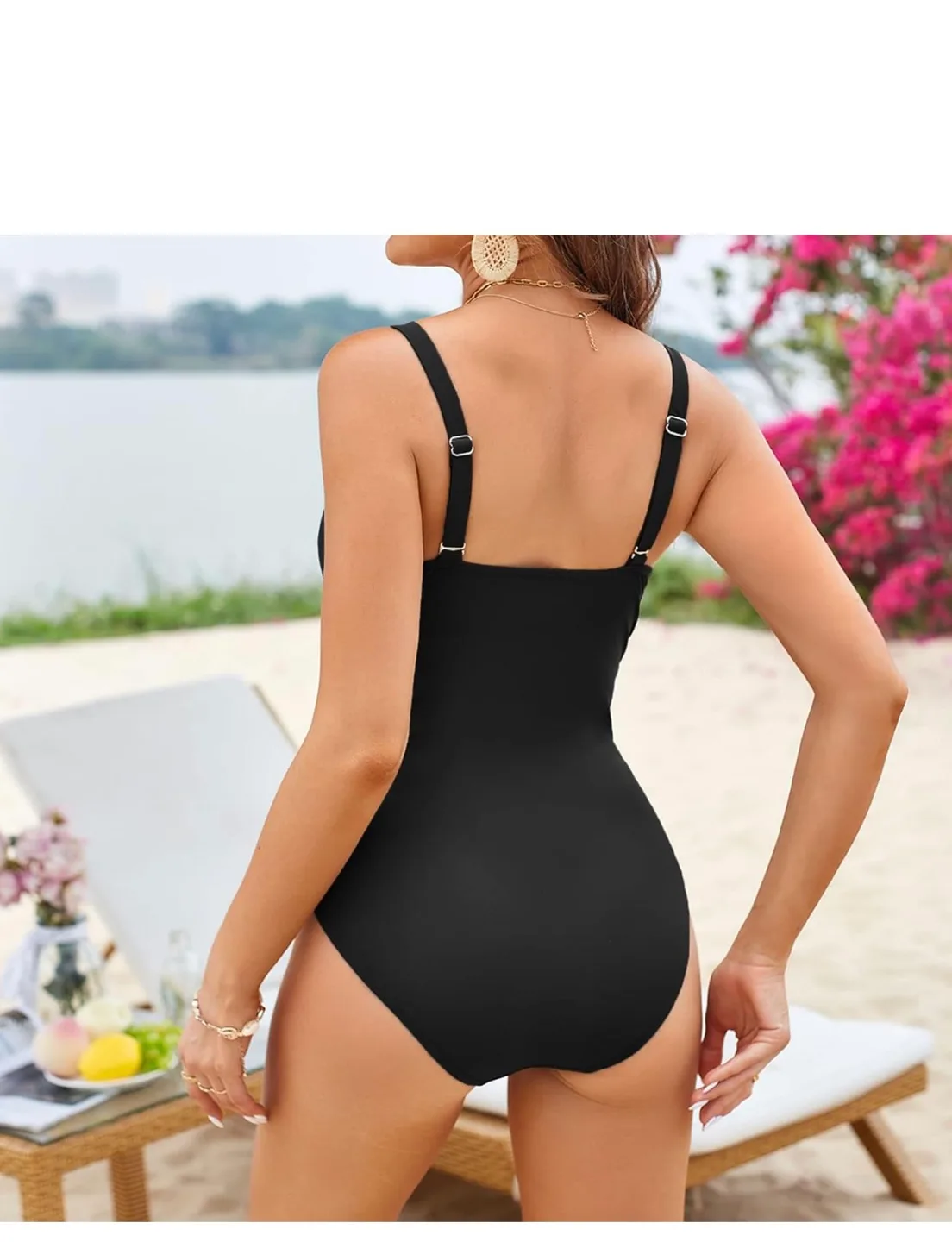 Black Ruffle One Piece Swimsuit - Size 12 image indicator(4)