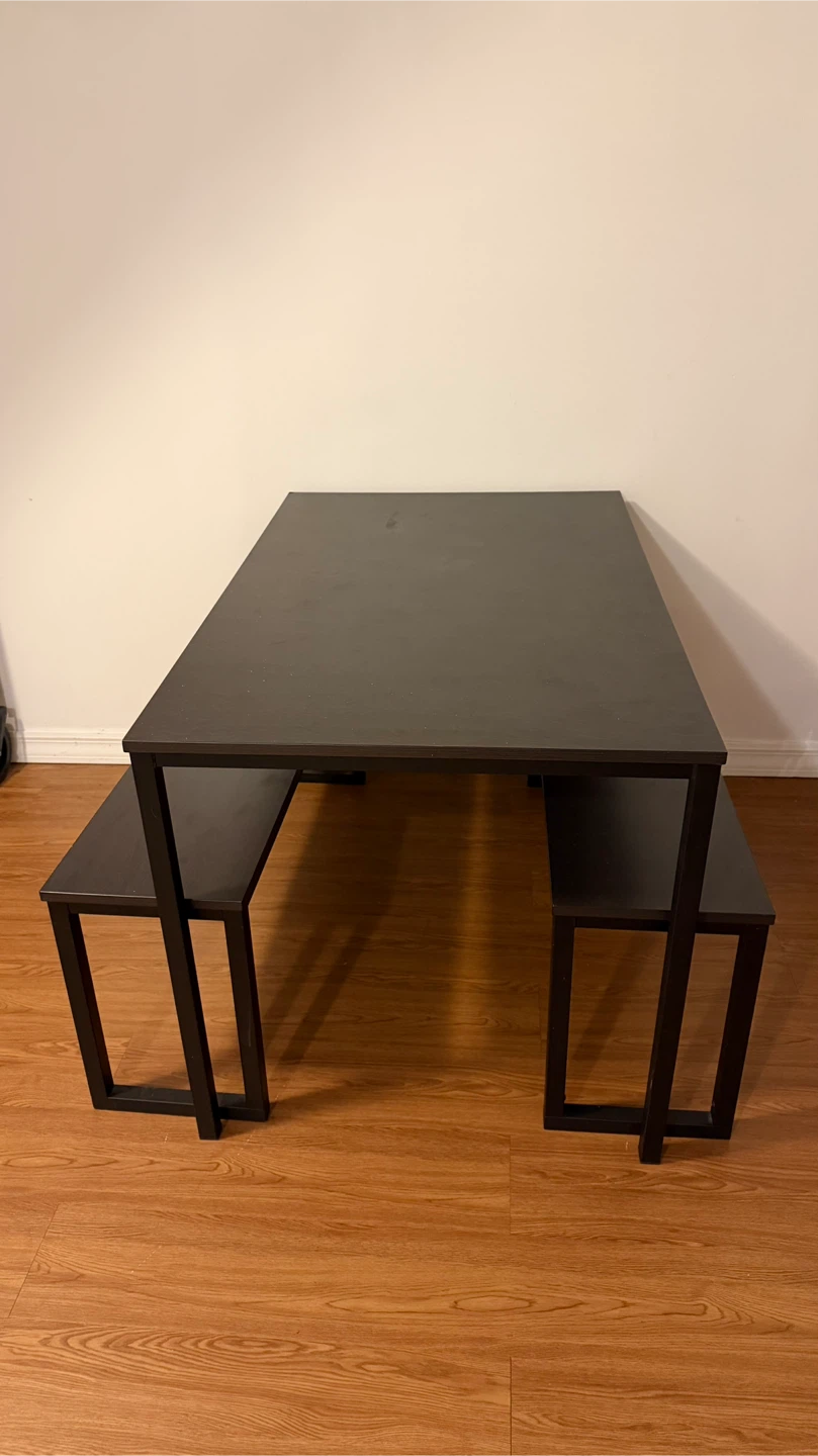 USED Dining Table with 2 Benches - Black - photo 3