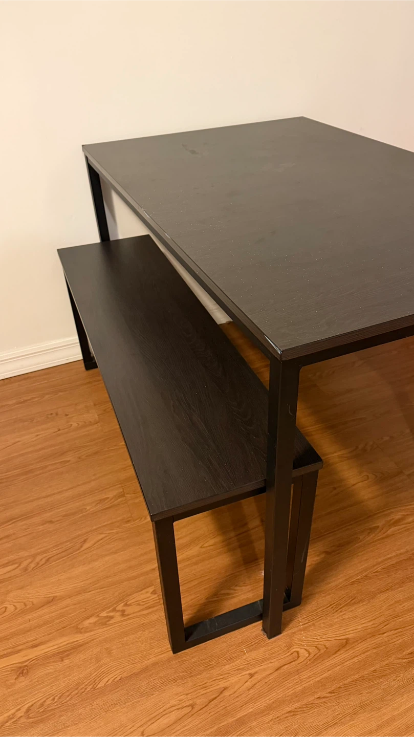 USED Dining Table with 2 Benches - Black - photo 4
