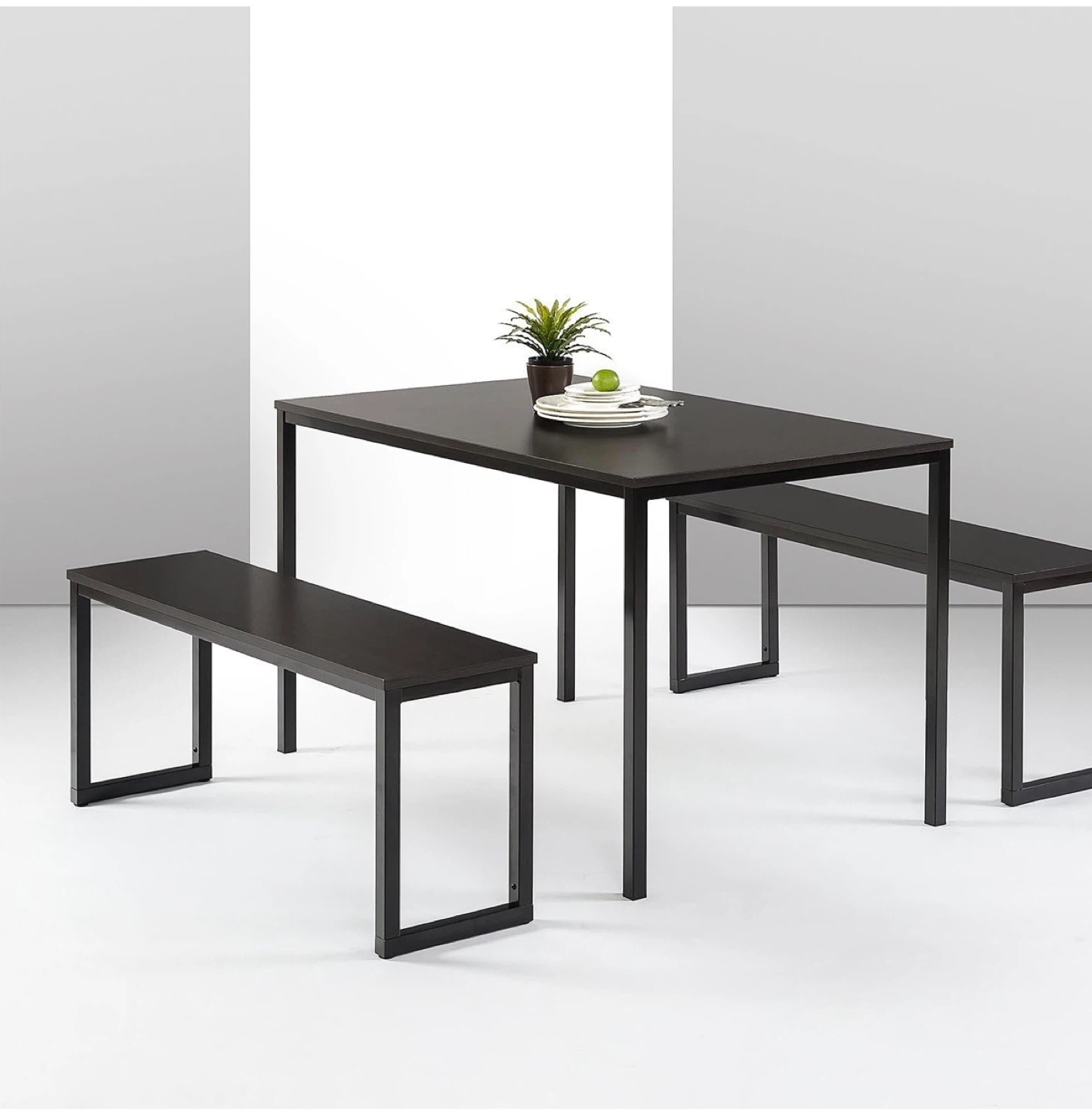 USED Dining Table with 2 Benches - Black