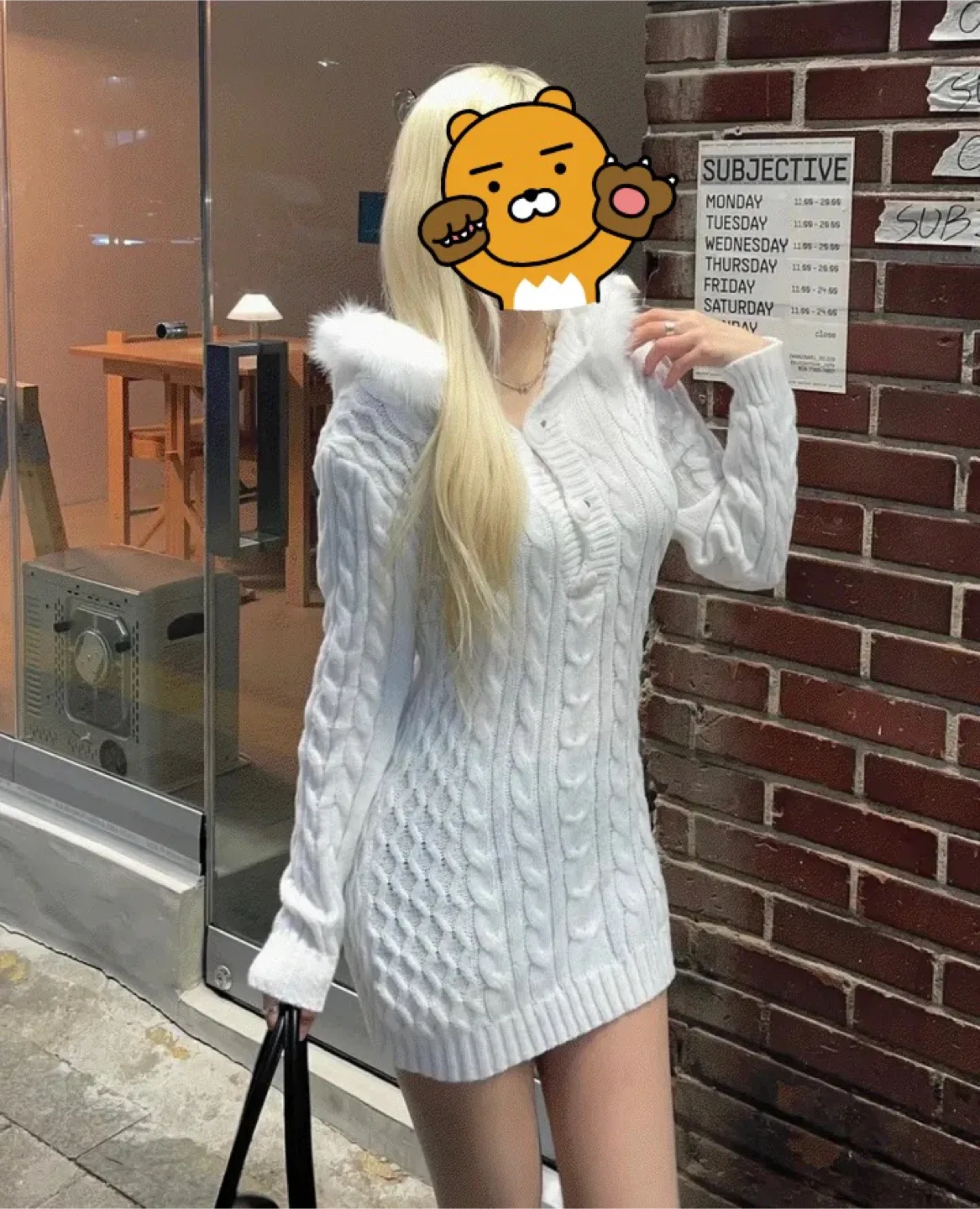 White hoodie knits dress
