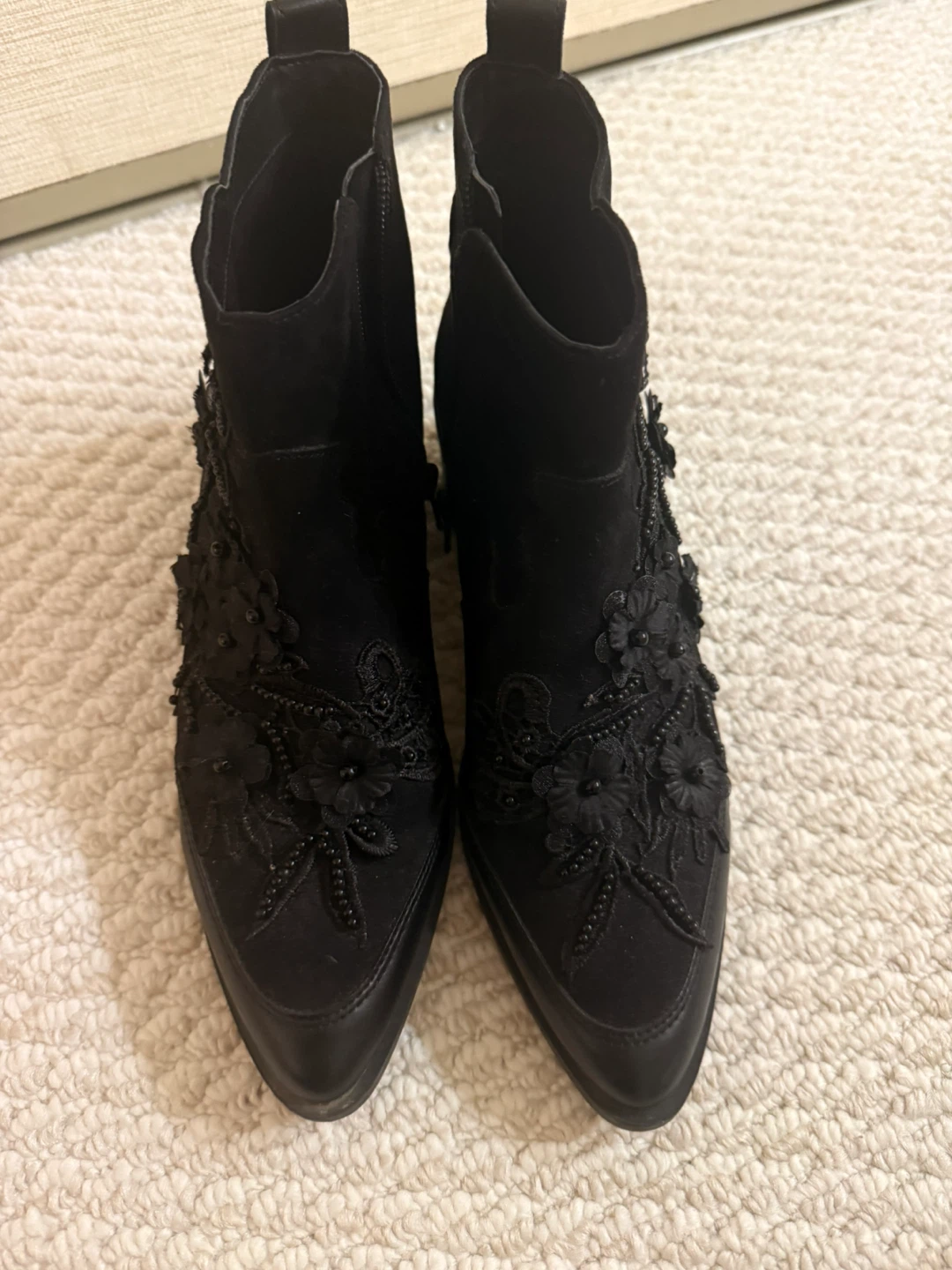 Embellished Black Western-style Ankle Boots - photo 2